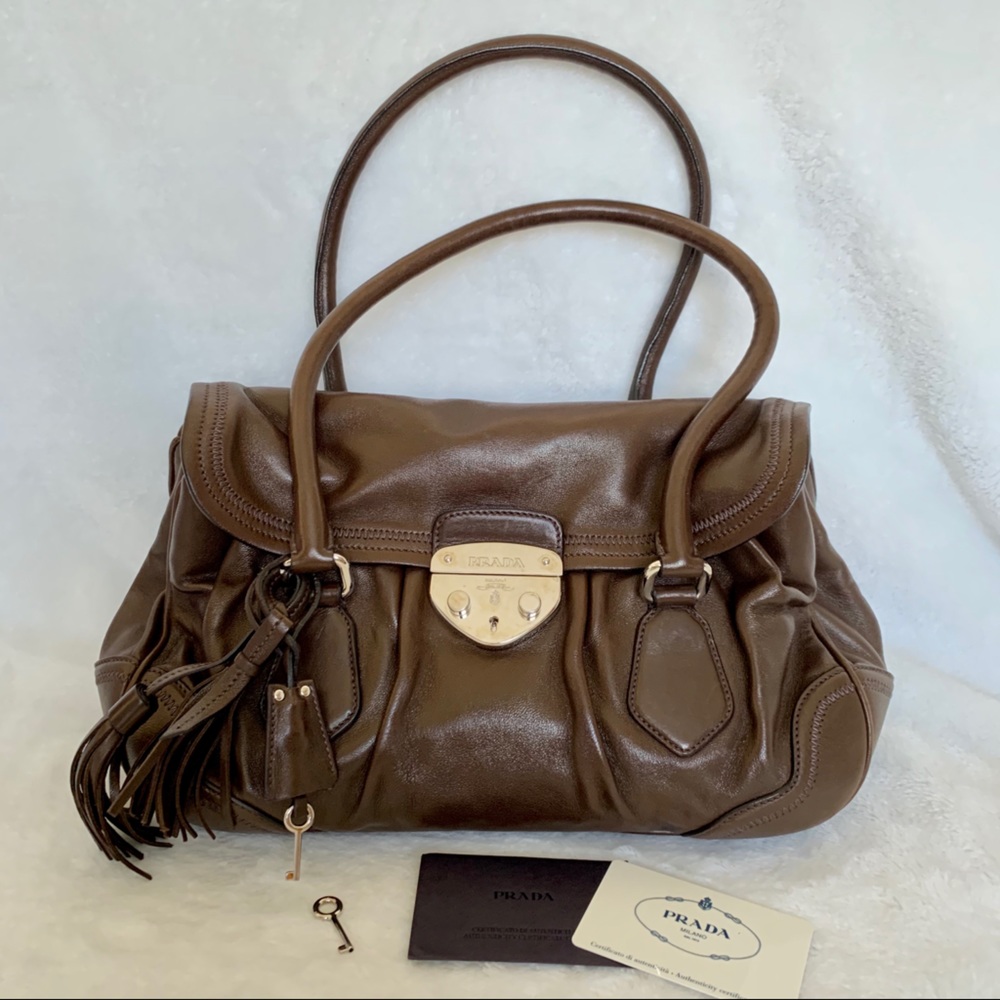 Authentic PRADA Leather Handbag brown